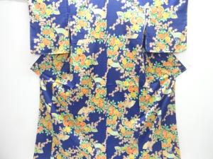 枝花に扇模様小紋着物